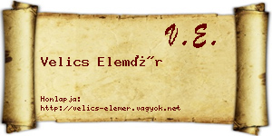 Velics Elemér névjegykártya